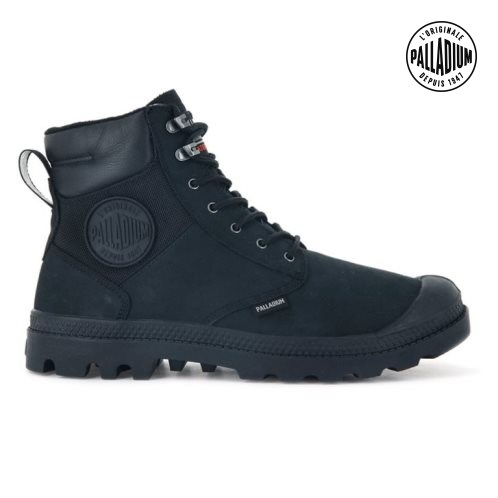 Palladium Pampa Shield WP+ LUX Men's Boots Black | UK O062-HWV